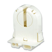 Medium Base, T8-T12 Bi-Pin, Standard Fluorescent Lampholder, Low Profile, Snap-In or Slide-ON, Lamp-Lock, Internal Shunt, White