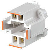 G24q-3, GX24q-3 Base, 26W 4-Pin, 10mm Compact Fluorescent Lampholder, Vertical, Bottom Snap-In, Orange Color Code, , Quick-Connect 18AWG Solid or Str. Tinned - White Body