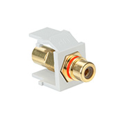 QuickPort RCA, Gold-Plated Connector with Red Stripe, White