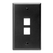 QuickPort Wallplate, Single Gang, 2-Port, Black