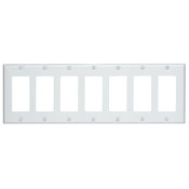 7-Gang Decora/GFCI Device Decora Wallplate, Painted Metal, Device Mount, White