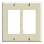 2-Gang Decora/GFCI Device Decora Wallplate, Standard Size, Thermoset, Device Mount, Ivory