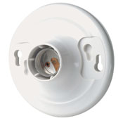 Medium Base One-Piece White Urea Outlet Box Mount Incandescent Lampholder, Keyless, Single Circuit, Top Wired, - White