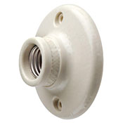 660W/250V Medium Base One-Piece Glazed Porcelain Outlet Box Mount Incandescent Lampholder, Keyless, Single Circuit, 2 Screws with Case Lip, Top Wired - White