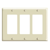 3-Gang Decora/GFCI Device Decora Wallplate/Faceplate, Standard Size, Thermoset, Device Mount - Ivory