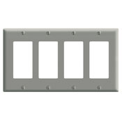 4-Gang Decora/GFCI Device Decora Wallplate, Standard Size, Thermoset, Device Mount, Gray