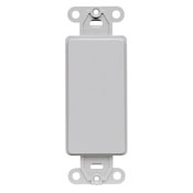 Decora plastic adapter plate, Blank - No hole, with-ears, and two mounting screws. Gray