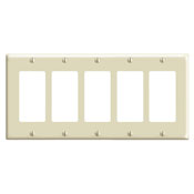 Product image for Leviton 80423-I 5-Gang GFCI Device Mount Standard Size Thermoset Ivory Decora Wallplate/Faceplate