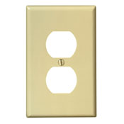 1-Gang Duplex Device Receptacle Wallplate, Midway Size, Thermoset, Device Mount, Ivory