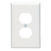 1-Gang Duplex Device Receptacle Wallplate, Midway Size, Thermoset, Device Mount, White