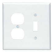 2-Gang 1-Toggle 1-Duplex Device Combination Wallplate, Midway Size, White