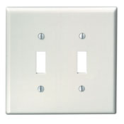 2-Gang Toggle Device Switch Wallplate, Midway Size, White