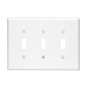 3-Gang Toggle Device Switch Wallplate, Midway Size, White