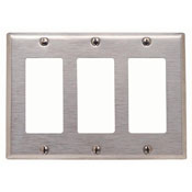 Product image for Leviton 84411-40 3-Gang Decora/GFCI Device Mount Standard Size 302 Stainless Steel Decora Wallplate
