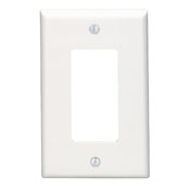 Product image for Leviton 80601-W 3.13 x 0.255 x 4.875 Inch 1-Gang Smooth White Thermoset Device Mount Midway Decorator/GFCI Wallplate