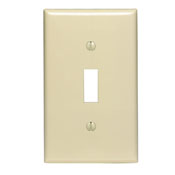 Product image for Leviton 80701-I 1-Gang Toggle Switch Wallplate, Nylon, Ivory