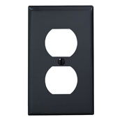 1-Gang Duplex Device Receptacle Wallplate, Standard Size, Thermoplastic Nylon, Device Mount, Black