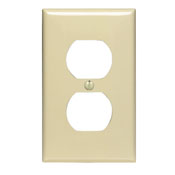 1-Gang Duplex Device Receptacle Wallplate, Standard Size, Thermoplastic Nylon, Device Mount, Ivory