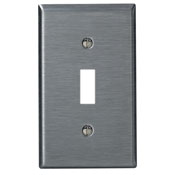 Product image for Leviton 84001-40 1-Gang Toggle Switch Wallplate, 302 Stainless Steel