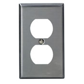 1-Gang Duplex Device Receptacle Wallplate, Standard Size, 302 Stainless Steel, Device Mount, Stainless Steel, Brushed Finish