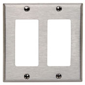 Product image for Leviton 84409-40 2-Gang Decora Device Wallplate, 302 Stainless Steel
