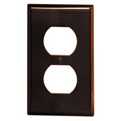 1-Gang Duplex Device Receptacle Wallplate, Standard Size, Thermoset, Device Mount, Brown