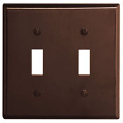 2-Gang Toggle Device Switch Wallplate, Standard Size, Thermoset, Device Mount, Brown