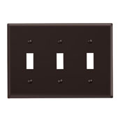 3-Gang Toggle Device Switch Wallplate, Standard Size, Thermoset, Device Mount, Brown