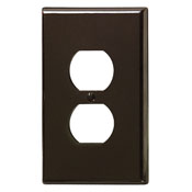 1-Gang Duplex Device Receptacle Wallplate, Oversized, Thermoset, Device Mount, Brown