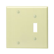 2-Gang 1-Toggle 1-Blank Device Combination Wallplate, Standard Size, Thermoset, Box Mount, Ivory