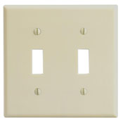 2-Gang Toggle Device Switch Wallplate, Standard Size, Thermoset, Device Mount, Ivory