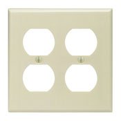 2-Gang Duplex Device Receptacle Wallplate, Standard Size, Thermoset, Device Mount, Ivory