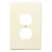 Product image for Leviton 86103 3.5 x 0.255 x 5.25 Inch 1-Gang Smooth Ivory Thermoset Device Mount Oversize Duplex Receptacle Wallplate