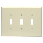 3-Gang Toggle Device Switch Wallplate, Oversized, Thermoset, Device Mount, Ivory