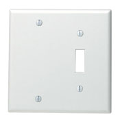 Product image for Leviton 88006 4.56 x 0.22 x 4.5 Inch 2-Gang Smooth White Thermoset Box Mount Standard Combination Wallplate