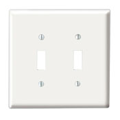 2-Gang Toggle Device Switch Wallplate, Standard Size, Thermoset, Device Mount, White