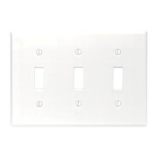3-Gang Toggle Device Switch Wallplate, Standard Size, Thermoset, Device Mount, White