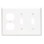 Product image for Leviton 88021 6.38 x 0.22 x 4.5 Inch 3-Gang Smooth White Thermoset Device Mount Standard Combination Wallplate