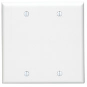 2-Gang No Device Blank Wallplate, Standard Size, Thermoset, Box Mount, White