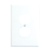 Product image for Leviton 88103 3.5 x 0.255 x 5.25 Inch 1-Gang Smooth White Thermoset Device Mount Oversize Duplex Receptacle Wallplate
