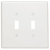 2-Gang Toggle Device Switch Wallplate, Oversized, Thermoset, Device Mount, White
