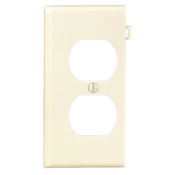 1-Gang Duplex Device Receptacle Wallplate, Sectional, Thermoplastic Nylon, Device Mount, End Panel, Ivory