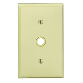1-Gang 0.406 Inch Hole Device Telephone/Cable Wallplate, Standard Size, Thermoplastic Nylon, Strap Mount, Ivory