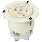 30 Amp, 347/600 Volt- 3PY, Flanged Outlet Locking Receptacle, Industrial Grade, Non-Grounding, White