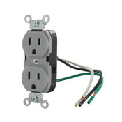 15-Amp, 125 Volt, Industrial Series Heavy Duty Specification Grade, Duplex Receptacle, Straight Blade, Grounding, Gray