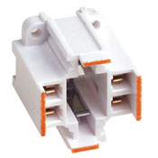 G24q-3, GX24q-3 Base, 26W/32W 4-Pin, 10mm Compact Fluorescent Lampholder, Vertical, Bottom Screw-Down, Orange Color Code, , Quick-Connect 18AWG Solid or Str. Tinned - White Body