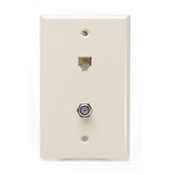 Standard Telephone Wall Jack, 6P4C X F, Screw Terminal, Ivory