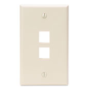 Product image for Leviton 41080-2TP 2.75 x 0.45 x 4.5 Inch 1-Gang 2-Port Light Almond Plastic Flush Mount Wallplate