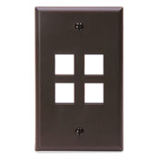 Single-Gang QuickPort Wallplate, 4-Port, Brown