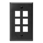 Product image for Leviton 41080-6EP 1-Gang 6-Port Black QuickPort Wallplate